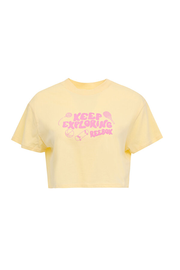 CHECK CROP TEE Sarı Kadın Kısa Kol T-Shirt