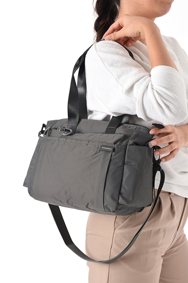 Sn-6007 Kadın Suya Dayanıklı Paraşüt Kumaş  El Omuz Çantası Kol Çantası Çapraz Çantası K.GRİ