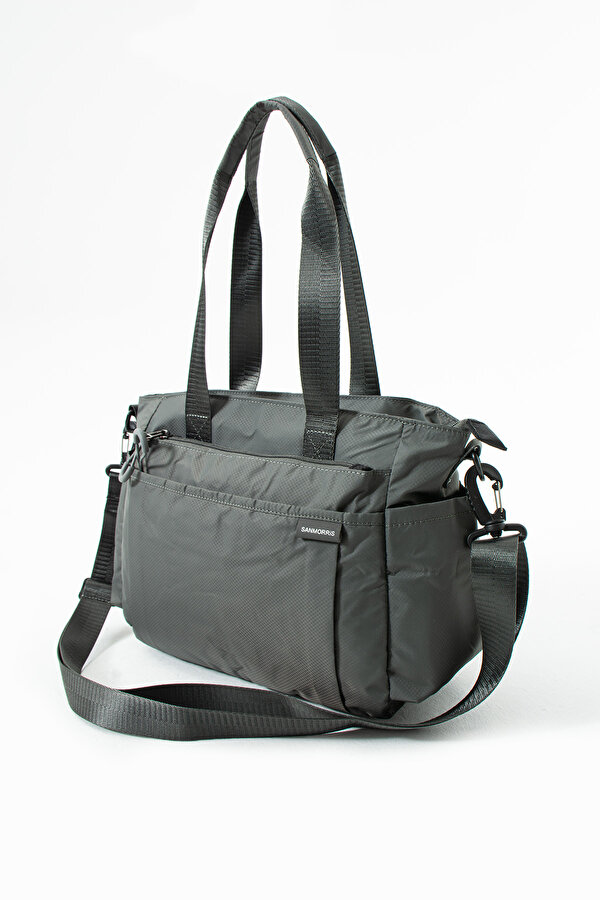 Sn-6007 Kadın Suya Dayanıklı Paraşüt Kumaş  El Omuz Çantası Kol Çantası Çapraz Çantası K.GRİ