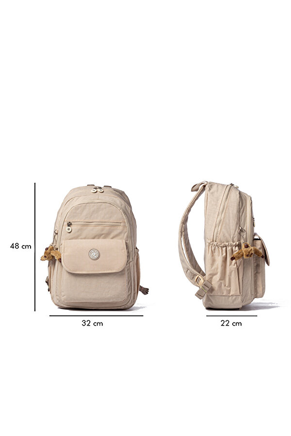 My Polo 8615 Klinkır Okul çantası Sırt Çanta Günlük Gezi Spor Seyahat Tatil Çok Gözlü Laptop Bölmeli KREM