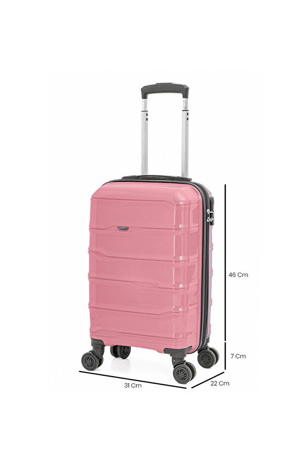 FOCUX 23  Kabin Boy(küçükboy) Kırılmaz Polipropilen Valiz Seyahat Tatil Çeyiz Tekerlekli PUDRA