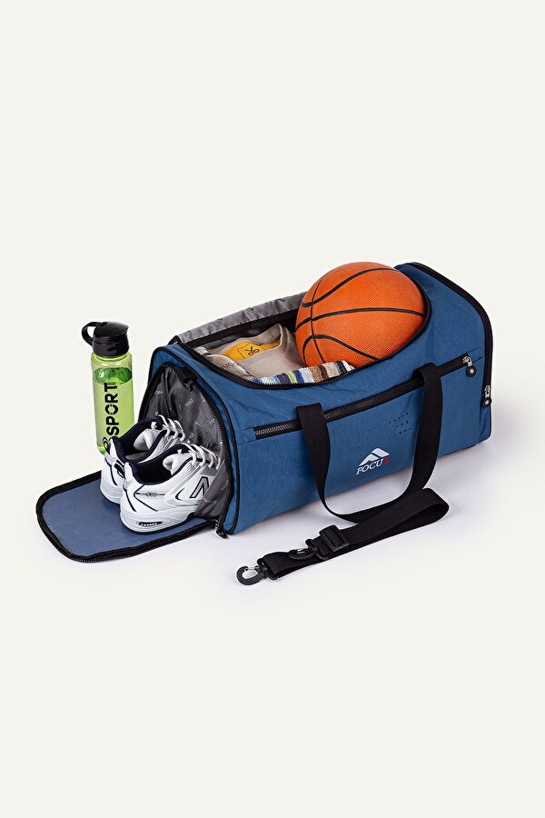 Nil-08 SPOR ÇANTASI SEYAHAT ÇANTASI EL VALİZİ GYM SPOR SALONU AYAKKABI BÖLMELİ MAVİ