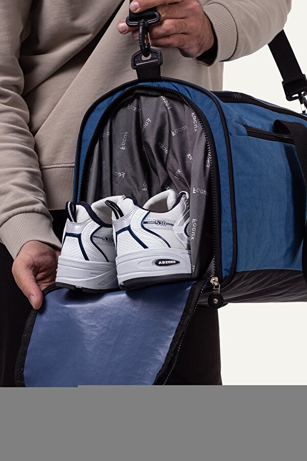 Nil-08 SPOR ÇANTASI SEYAHAT ÇANTASI EL VALİZİ GYM SPOR SALONU AYAKKABI BÖLMELİ MAVİ