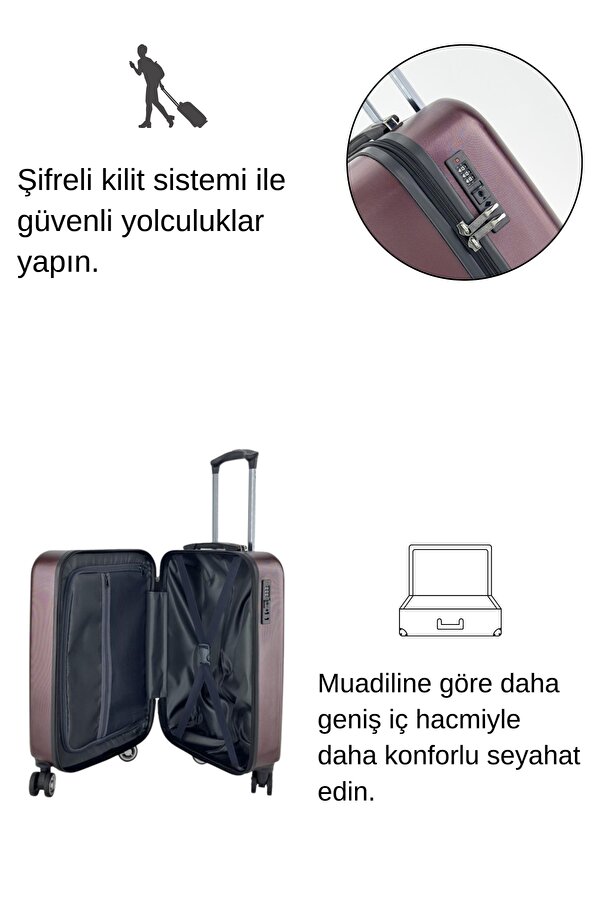 Kabin Boy %100 Polikarbon Valiz Bordo 1815