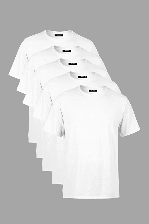 Erkek Çok Renkli T- Shirt Regular Fit Rahat Kesim Bisiklet Yaka 5 li Basic Tişört Paketi