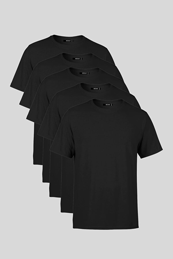 Erkek Çok Renkli T- Shirt Regular Fit Rahat Kesim Bisiklet Yaka 5 li Basic Tişört Paketi