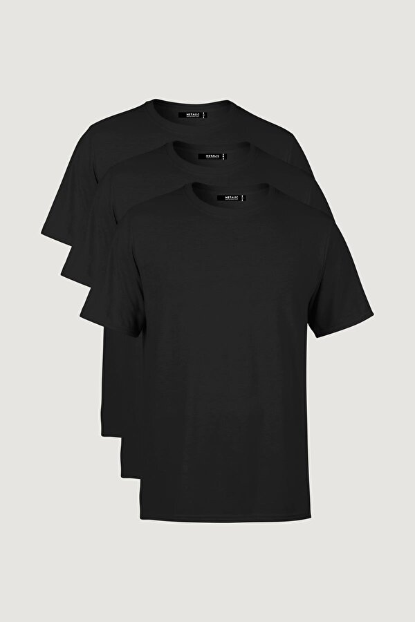 Erkek Çok Renkli T- Shirt Regular Fit Rahat Kesim Bisiklet Yaka 3 lü Basic Tişört Paketi