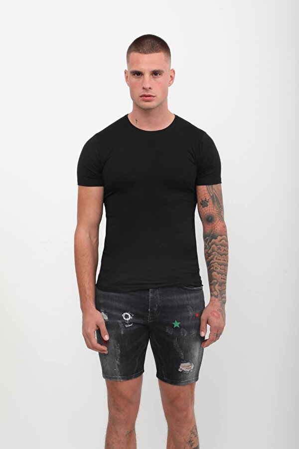 Bisiklet Yaka Basic Tişört Siyah