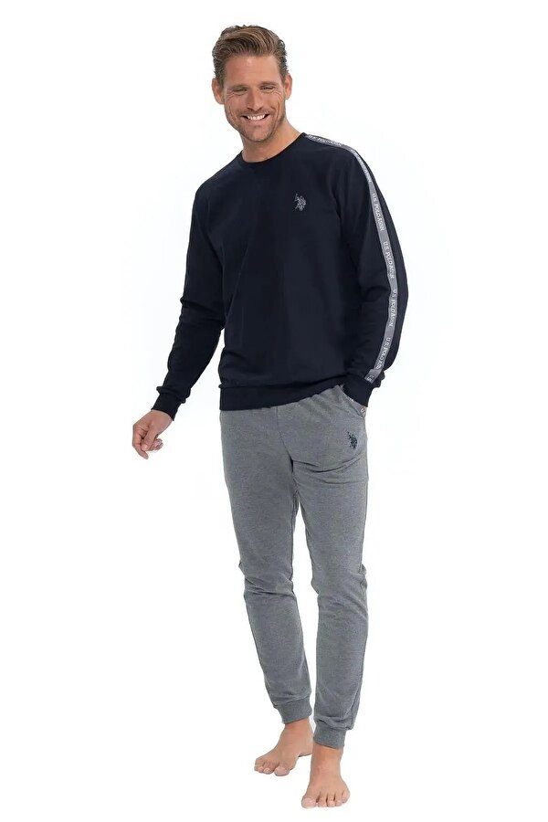 Erkek Uzun Kollu Kol Detaylı Pijama Takımı