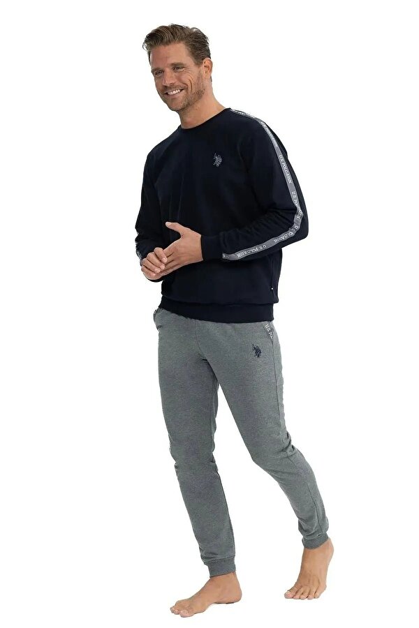 Erkek Uzun Kollu Kol Detaylı Pijama Takımı