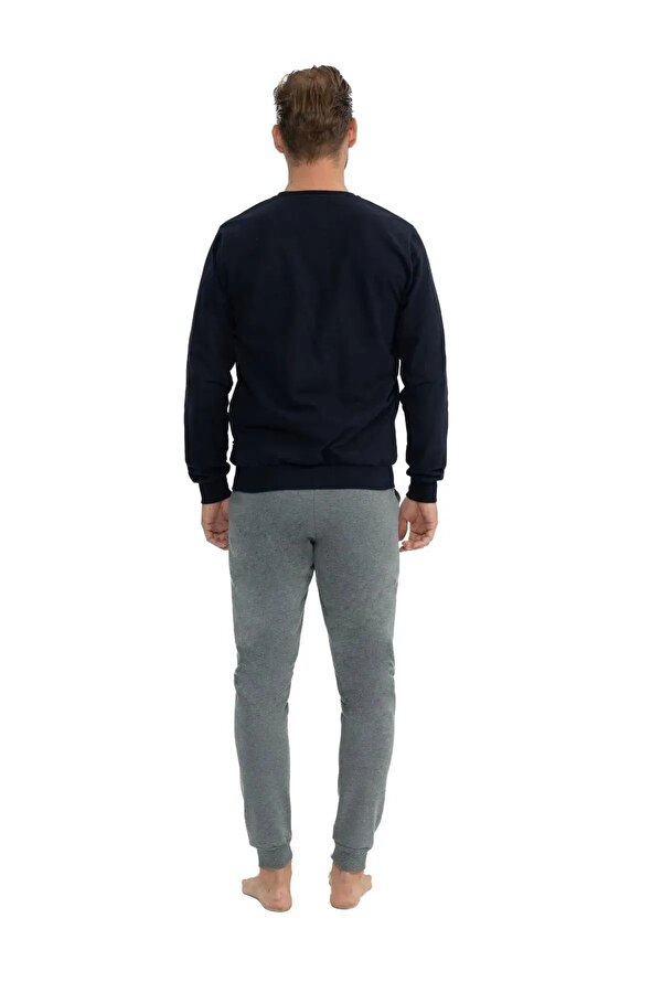 Erkek Uzun Kollu Kol Detaylı Pijama Takımı