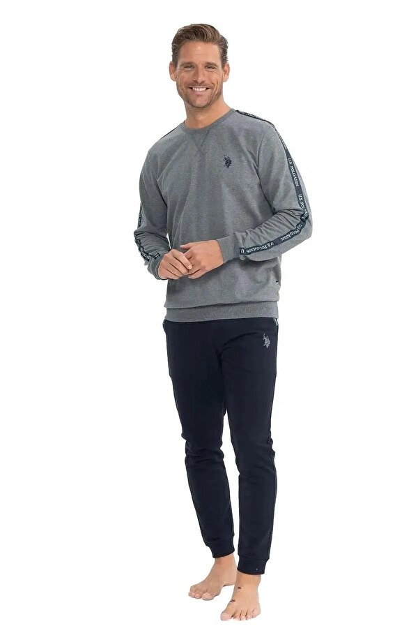 Erkek Uzun Kollu Kol Detaylı Pijama Takımı