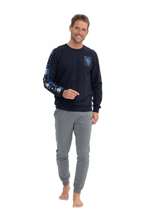 Erkek Uzun Kollu Baskılı Pijama Takımı
