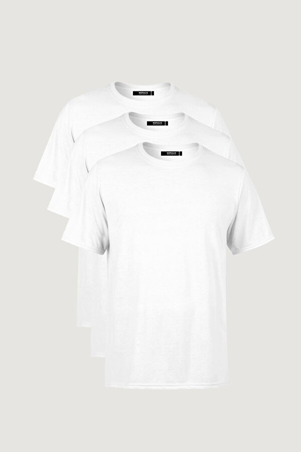 Erkek Çok Renkli T- Shirt Regular Fit Rahat Kesim Bisiklet Yaka 3 lü Basic Tişört Paketi