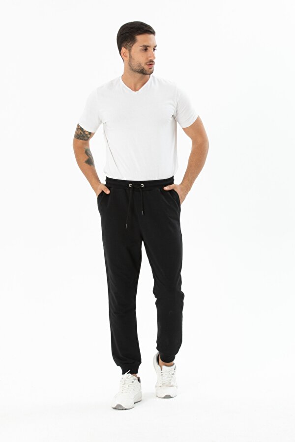Erkek Basic Regular Fit Paçası Ribanalı Jogger Eşofman Altı