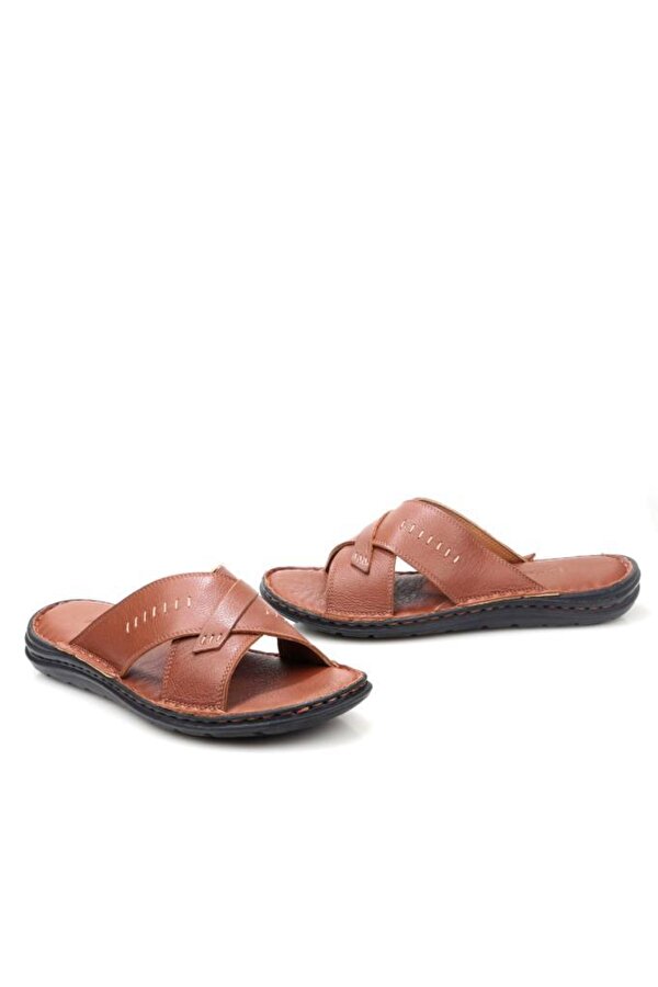 Pisagor PS-33520 Ortopedik Erkek Masaj Tabanlı Hakiki Deri Terlik