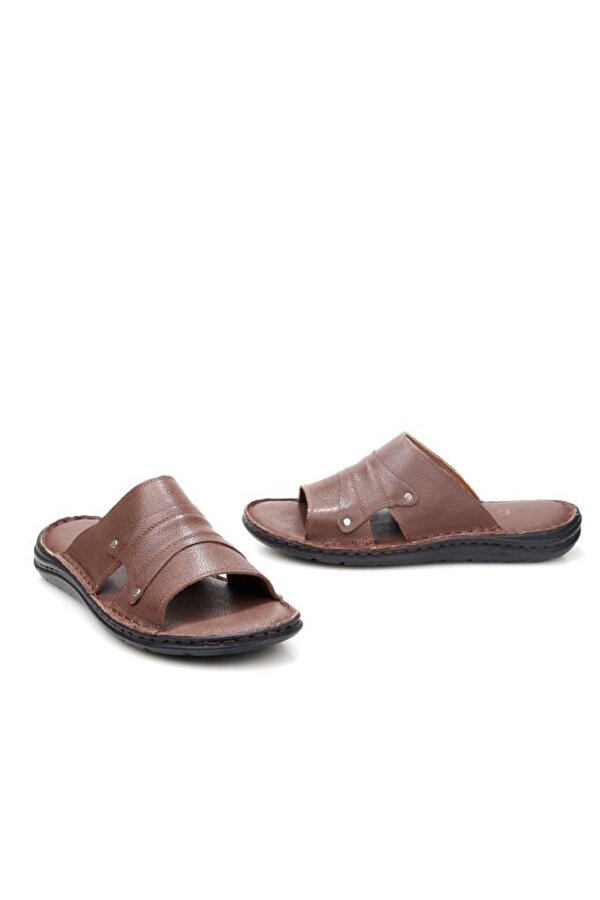 Pisagor PS-33530 Ortopedik Erkek Masaj Tabanlı Hakiki Deri Terlik