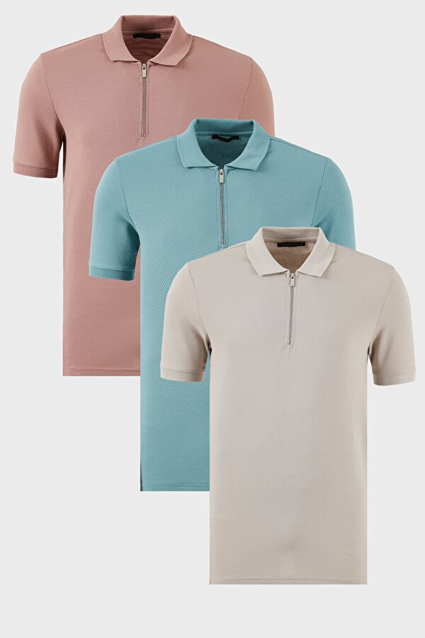 Erkek Polo Yaka T Shirt 5902915S3 Pudra-Gri-Mavi