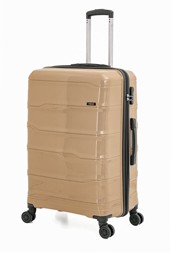FOCUX 23  3  lü Set Kırılmaz Polipropilen Valiz Seyahat Tatil Çeyiz Tekerlekli GOLD