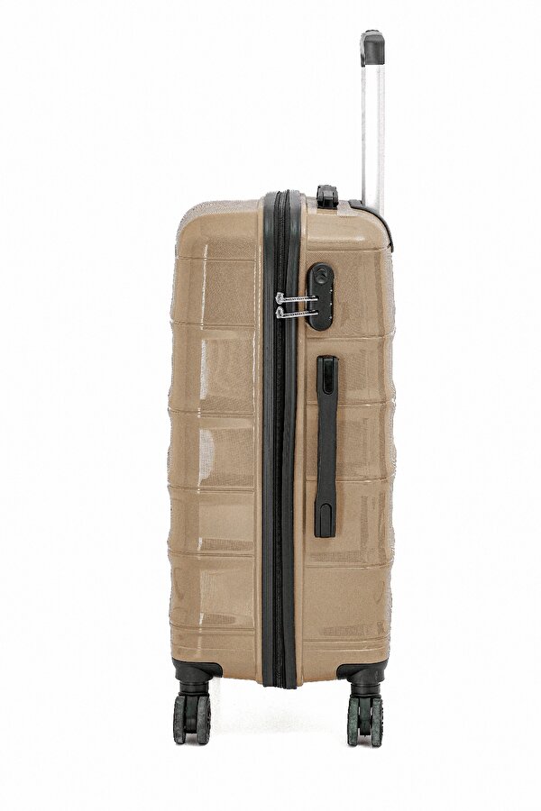 FOCUX 23  3  lü Set Kırılmaz Polipropilen Valiz Seyahat Tatil Çeyiz Tekerlekli GOLD