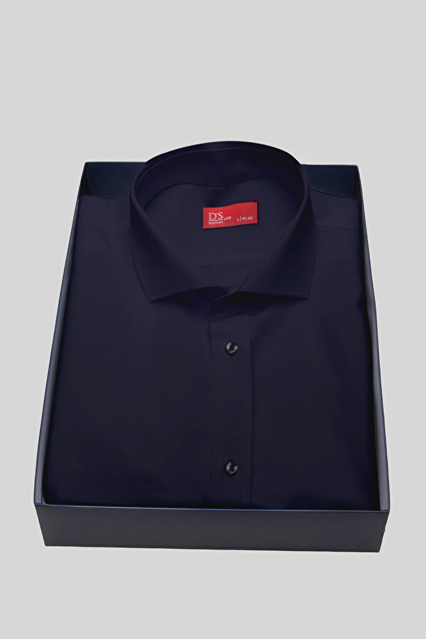 Damat Slim Fit Lacivert Kutulu Gömlek