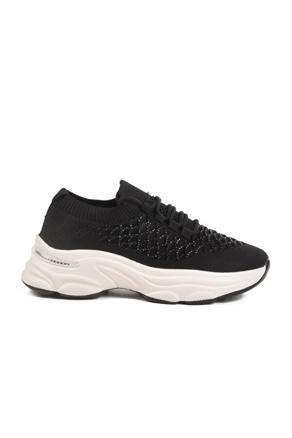 Siyah Triko Örme Kadın Sneaker