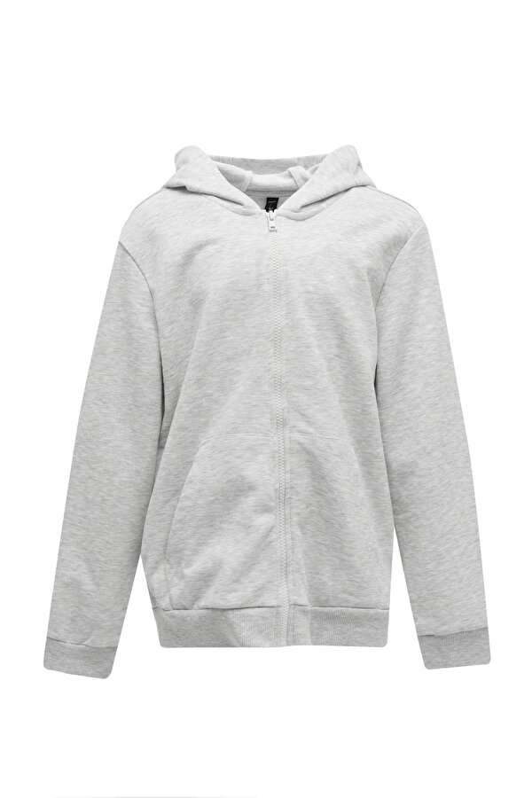 KU 18SHAY KDS01 5PR GRI MELANJ Unisex Çocuk Fermuarlı Sweatshirt