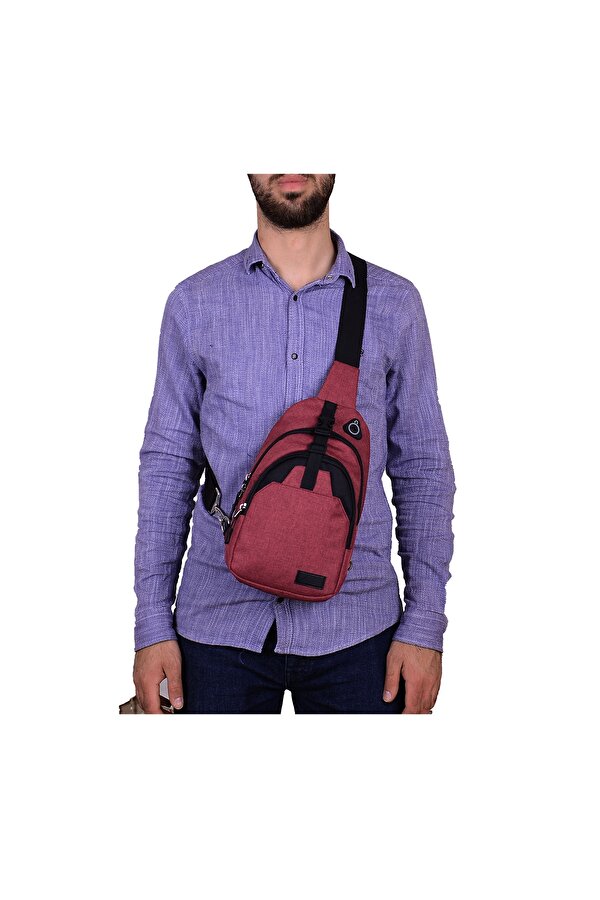 STRONG Çapraz Askılı Göğüs ve Sırt Çantası,6 Renk Body Bag Çanta BORDO