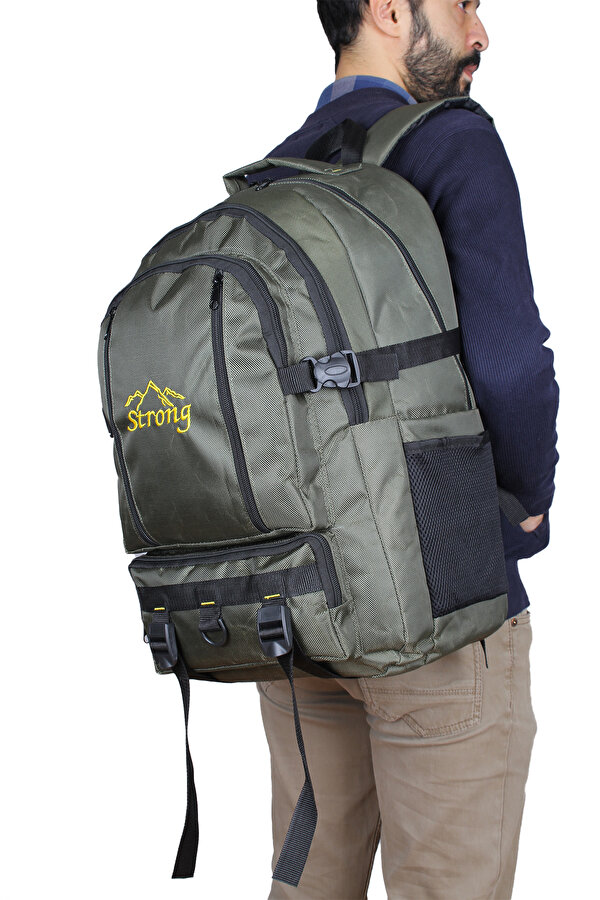 STRONG 17-18.4 İNCH Laptop Bölmeli Büyük Boy Sırt Çantası ,Dağcı Çantası,Seyahat Kamp Çantası HAKİ YEŞİL