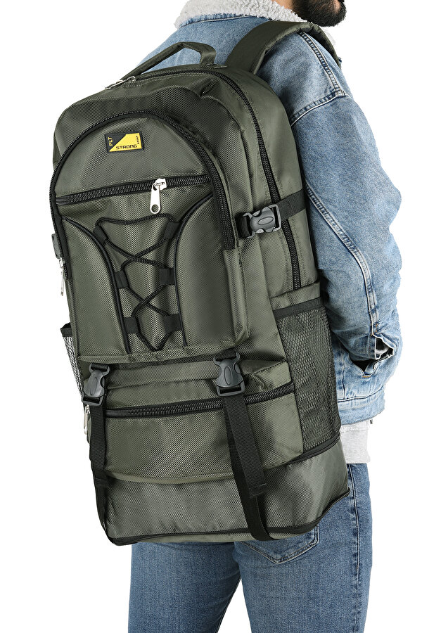 STRONG Büyük Boy Körüklü Sırt Çantası, Dağcı Kamp Sırt Çantası STR01 HAKİ YEŞİL