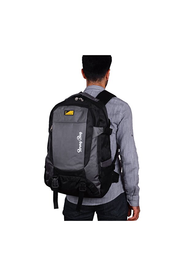 STRONG Büyük Boy Seyahat Sırt Çantası- 17-18.4 İNCH Laptop Bölmeli STR001 SİYAH-GRİ