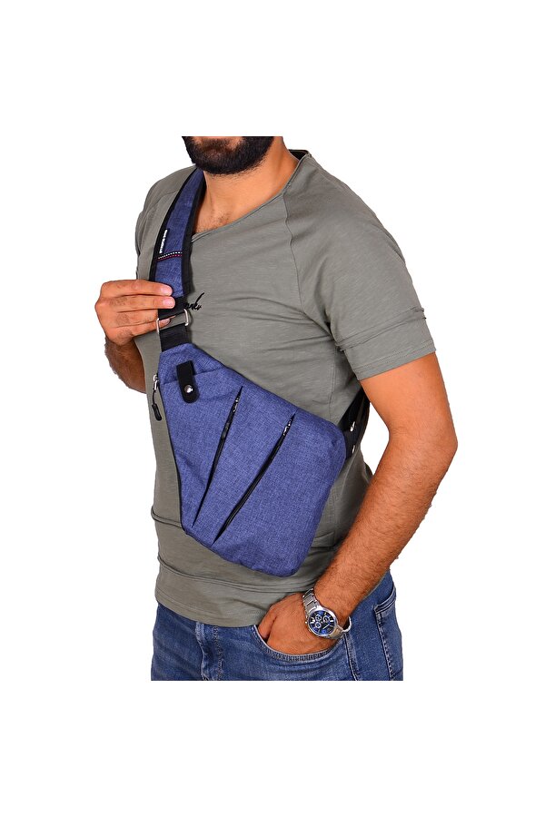 STRONG Tek Omuz Çapraz Askılı Göğüs ve Sırt Çantası,Body Bag Çanta MAVİ