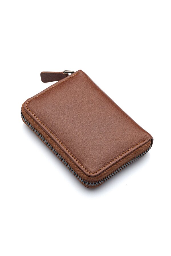 West Polo Bol Kartlıklı Kağıt Para Bölmeli Fermuarlı Hakiki Deri Unisex Kartlık Cüzdan TRY502