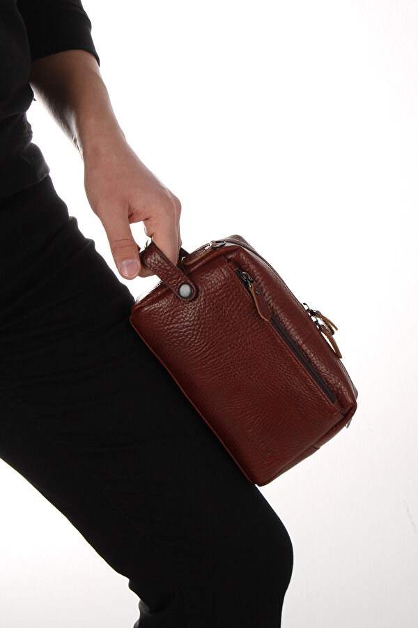 Hakiki Deri Traşlık  EL ÇANTASI EL PORTFÖYÜ CLUTCH ÇANTA TABA