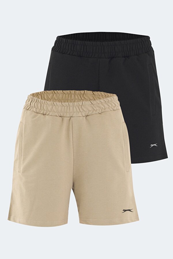 RAMLAH 2 li Set Kadın Şort Siyah - Bej