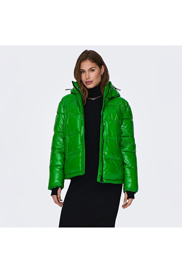 Ann Louis Premium Puffer Regula Otw Kadın Yeşil Kapüşonlu Mont