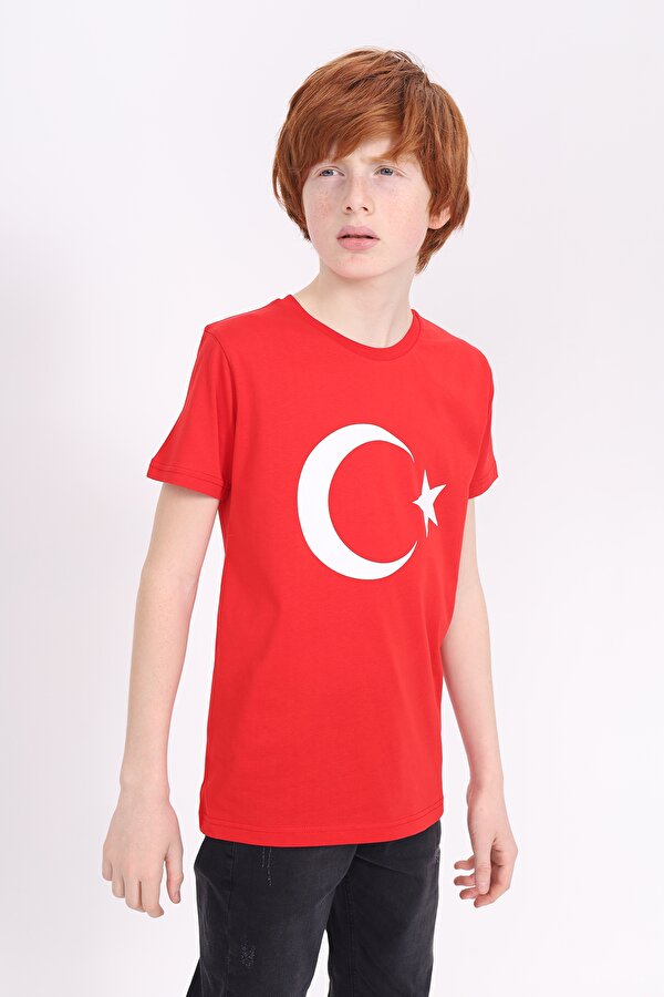 Toontoy Unisex Çocuk Ay Yıldız Baskılı Tişört