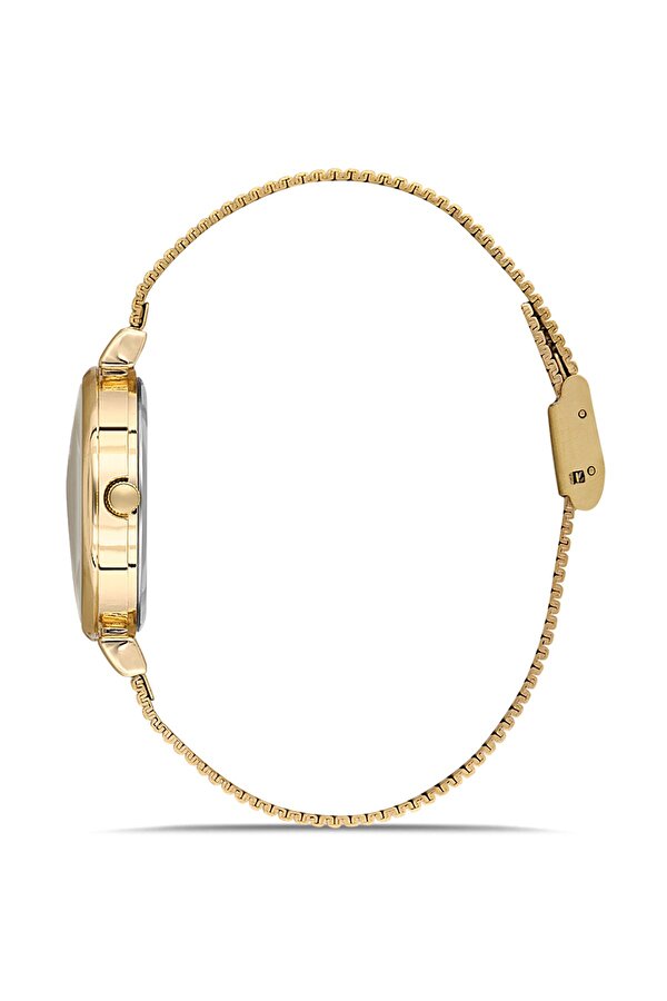 Klasik Kadın Kol Saati Zirkon Taşlı Yuvarlak Bileklik Kombin Gold Kırmızı Renk PL-1554B8