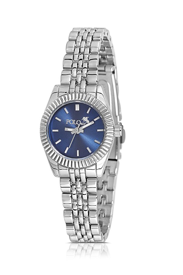 Zarif Kadın Kol Saati Zirkon Taşlı Yuvarlak Bileklik Kombin Gümüş Lacivert Renk PL-1553B3