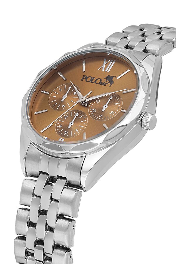 Klasik Spor Kadın Kol Saati Zirkon Taşlı Nazar Bileklik Kombin Gümüş Kahve Renk PL-1552B5