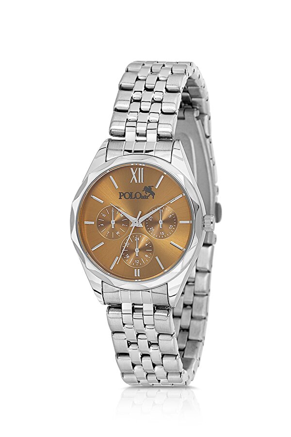 Klasik Spor Kadın Kol Saati Zirkon Taşlı Nazar Bileklik Kombin Gümüş Kahve Renk PL-1552B5