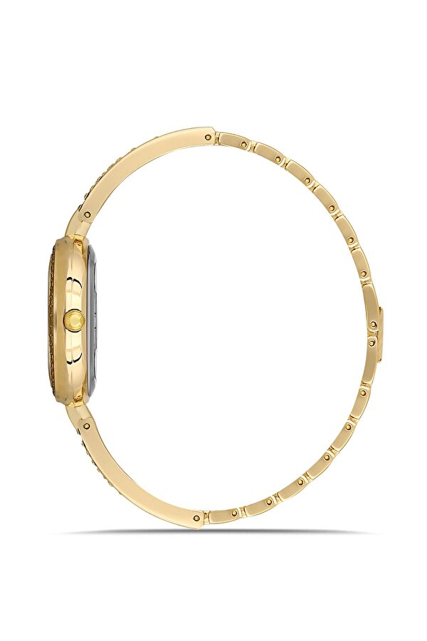 Retro Lüx Taşlı Kadın Kol Saati Ve Parfüm Seti Hediyelik Kutsunda Kombin Gold Renk ST-2176S1