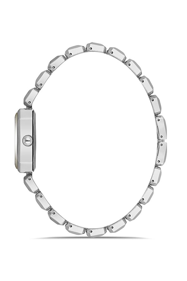 Zarif Dikdörtgen Kasa Kadın Kol Saati Zirkon Taşlı Baget Bileklik Kombin Gümüş Lila Renk PL-1532B6