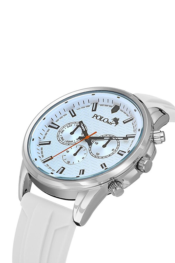 Spor Erkek Kol Saati Cüzdan Kemer Kartlık Parfüm Kombin Beyaz Mavi Renk PL-0986E4