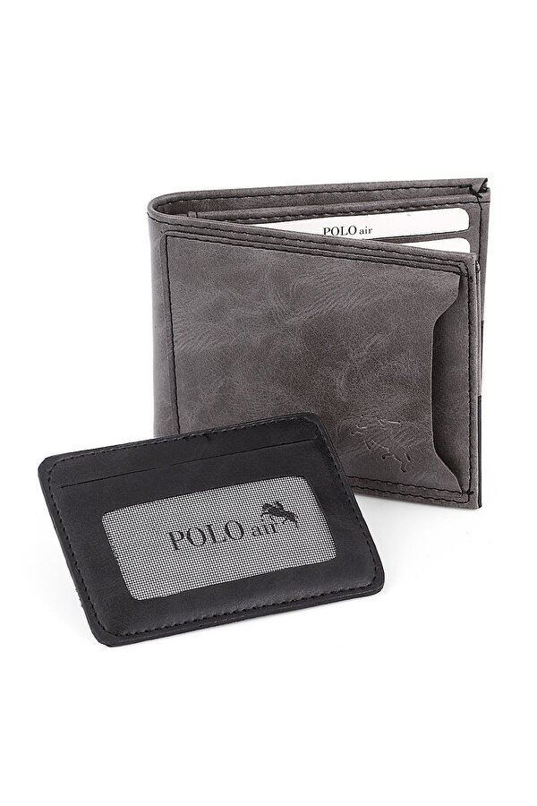 Takvimli Erkek Kol Saati Cüzdan Kemer Kartlık Çakmak Kombin Gri Siyah Renk PL-0985E3