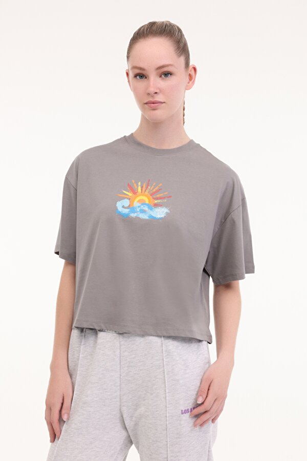 WL ANWAR 11BT264 5FX Antrasit Kadın Kısa Kol T-Shirt