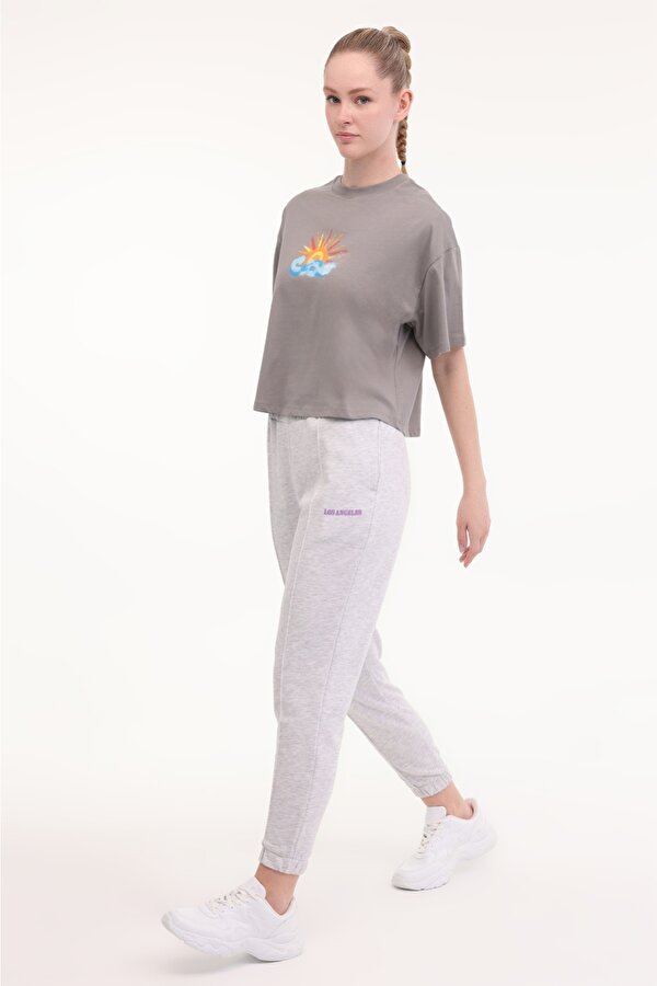 WL ANWAR 11BT264 5FX Antrasit Kadın Kısa Kol T-Shirt