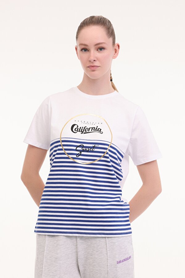 WL BETIA 11BT263 5FX Mavi Kadın Kısa Kol T-Shirt