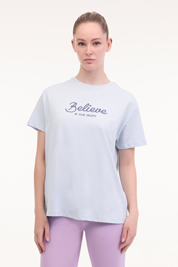 WL GEMINA 11BT211 5FX Açık Mavi Kadın Kısa Kol T-Shirt