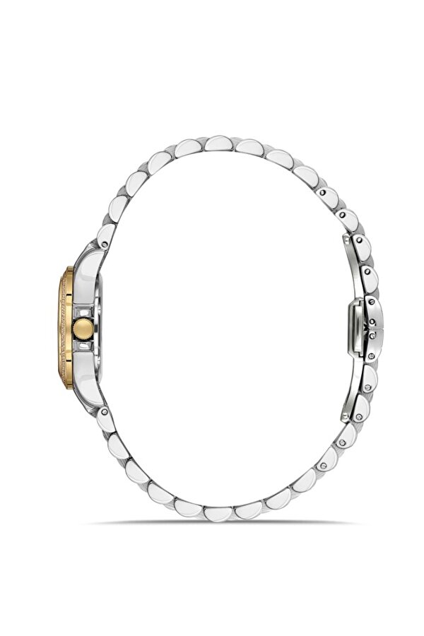 RMS.1.AG1604.08 Taşlı Tasarım Safir Cam Çelik Kordon Çelik Kasa 5 ATM Suya Dayanıklı Metalik-Altın Renk Kadın Kol Saati